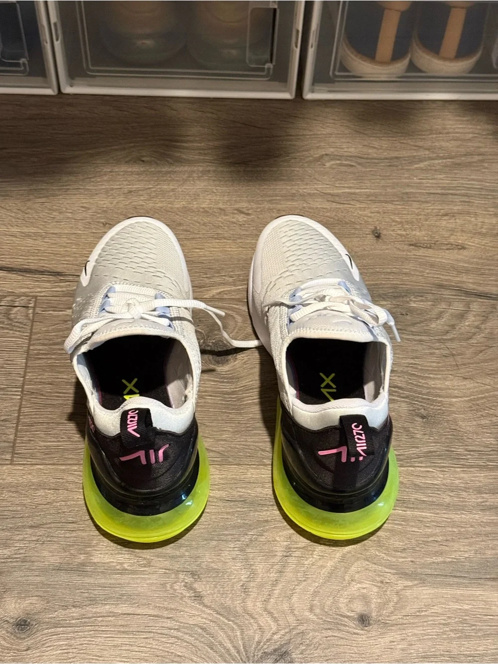 Nike Air Max 270 in Light Gray, Black & Neon Yellow Accents